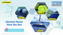 Panneau solaire pliant waterproof - 100W - Dim : L : 385mm x I : 300mm x H : 45mm