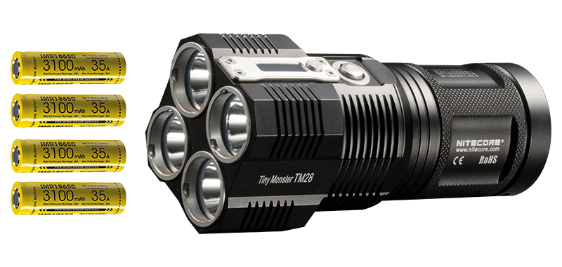 Lampe torche Tiny Monster 28BI + Accus - 6000Lm - Lg : 142mm - Dia-tête : 57x57mm