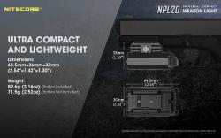 Lampe Spéciale Arme NPL20 - 460Lm - Lg : 64,5mm - Dia-tête : 33mm