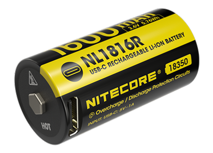 Accu Li-ion 18350 - Capacité 1600mAh - 3,6V - 5,76Wh - Port USB-C