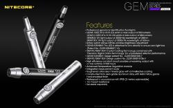 Lampe torche GEM 8 - 500Lm - Lg : 139mm - Dia tête : 9mm