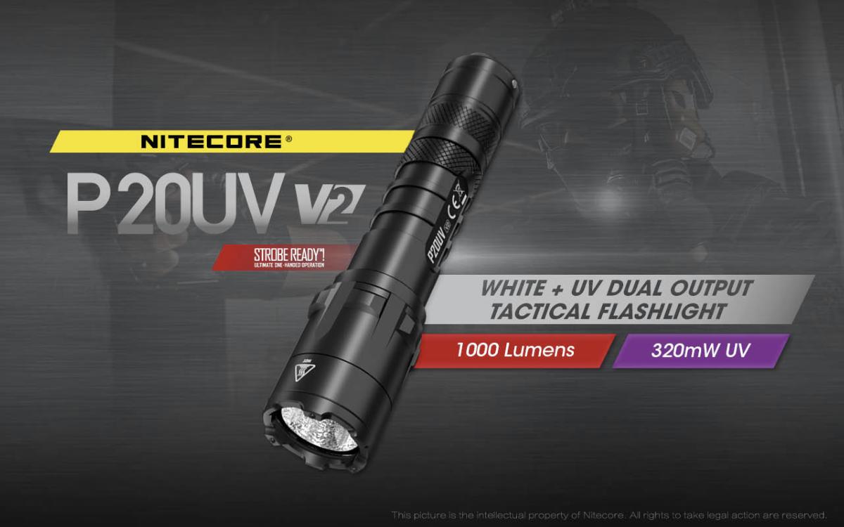 Precise 20iUV Nitecore - Lampe torche tactique lumière UV 1800 lumens