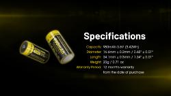Accu Li-ion 16340 - Capacité 950mAh 