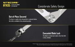 Couteau en Titane NTK05 - Lame 20mm - Manche titane - Porte clés