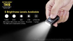 Lampe porte-clés Tini 2 Grise - 500Lm - Lg : 47mm - Lrg : 25mm