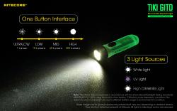 Lampe porte-clés Tiki Fluo - 300Lm - Lg : 55mm - Dia-tête : 14,7mm - Mode : UV