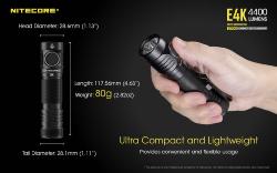 Lampe torche Explorer 4K - 4400lm - Lg : 118 - Dia-tête : 28,6mm