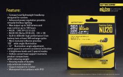 Lampe Frontale NU20 Noir - 360 Lm - Lg : 55.5mm - Dia-tête : 33mm
