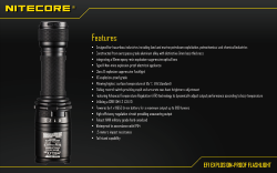 Lampe torche EF 1 - 830Lm - Lg : 152mm - Dia-tête : 40mm