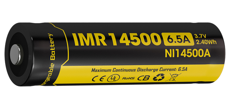 Accus IMR  Li-Mn 14500 - 650mAh - 3,7V - 2,4Wh (boite de 2)