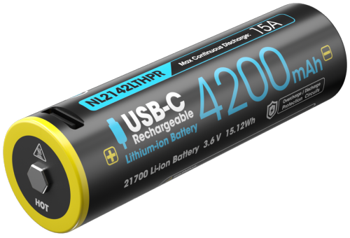 Batterie 21700 basse température NL2142 - 15A USB-C Haut débit - 4,200mAh - 3.6V