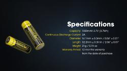 Accu Li-ion 14500 - Capacité 1000mAh - 3,7V