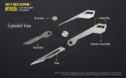 NTK05 titanium knife - Lame 20mm - Manche titane - Porte clés