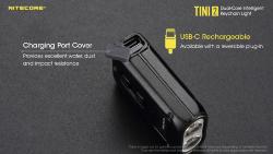 Lampe porte-clés Tini 2 Grise - 500Lm - Lg : 47mm - Lrg : 25mm