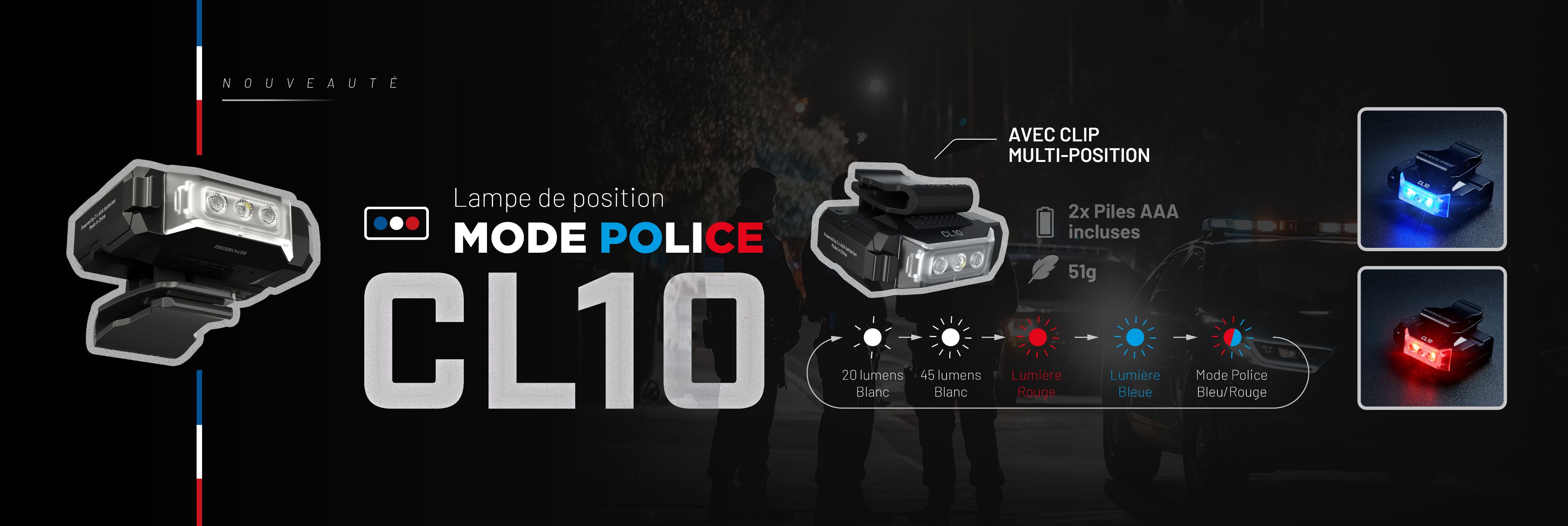 Nouvelle lampe de position avec mode police CL10