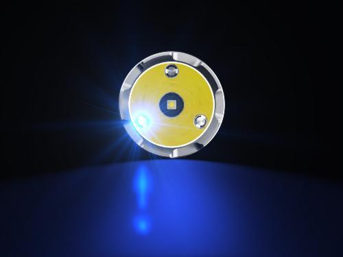 Lampe allume avec une lumire bleue