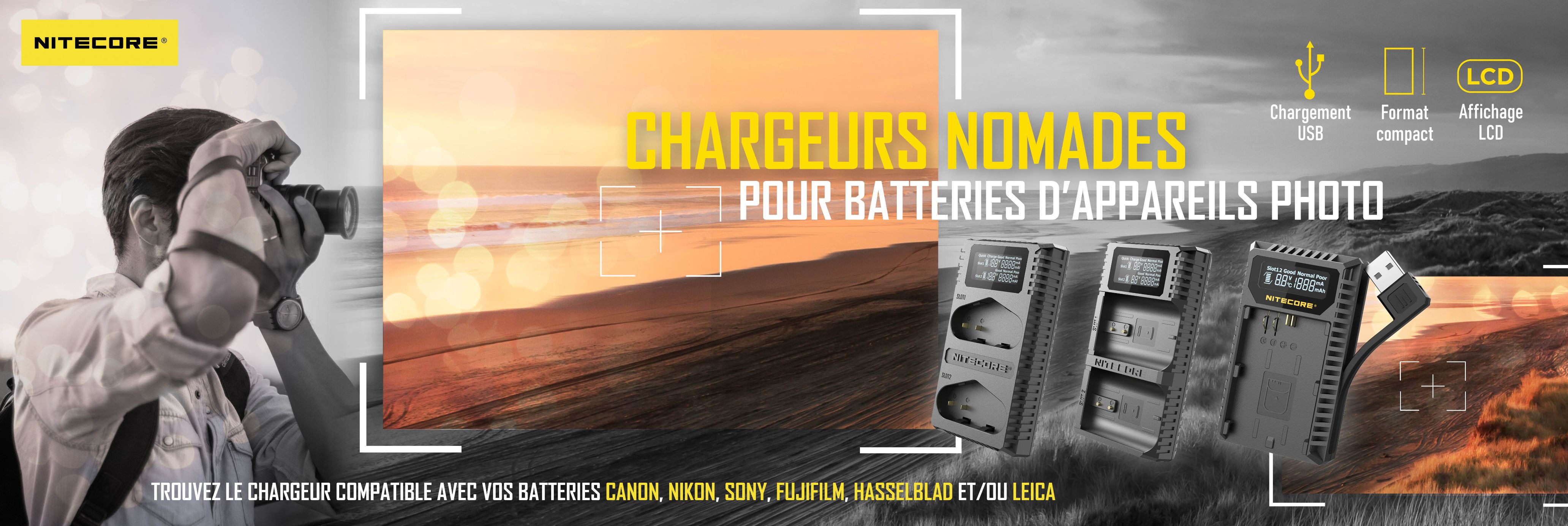 Chargeurs nomades batteries appareils photo